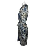 Multicolor Snake Skin Animal Print Long Sleeve Tie Waist Midi Shirt Dress Size S Photo 1