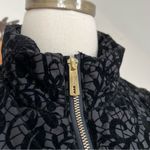 Kenneth Cole Black Velvet Brocade Detail Puffer Zip Up Vest Small Photo 4