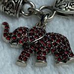 Silver Color Bracelet Elephant Charm Red Rhinestone Alabama Crimson Tide Fan Photo 0