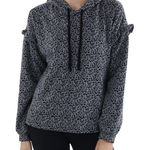 Billy T Leopard Print Hoodie Women's XS Gray Black Animal Print Ruffle‎ Pullover Photo 0