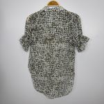 MISA Los Angeles  Blouse Size Small‎ Green Floral Sheer Ruffle Sleeve Button Top Photo 7