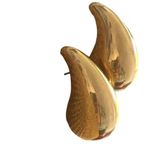 Gold Tone Puffy Teardrop Stud Pierced Earrings Polished Finish Elegant 1.25" Photo 1