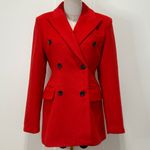 Avec Les Filles Hourglass Blazer Small Red Double Breasted Wool Holiday Chic Photo 5