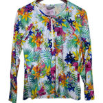 Athleta  half zip long sleeve swim rash guard in tropical print XL Photo 0