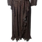 NEW KOKO + MASON Leopard Print Ruffle Midi Dress Holiday Event Wedding Guest M Brown Size M Photo 4