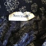 Norton Mcnaughton Vintage 80s Navy Blue White Medallion Rayon Midi Skirt M L Photo 7