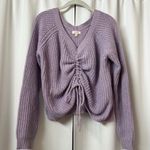 A. Peach Kawaii Lilac Purple Knit Ruched V Photo 0