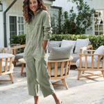 Frank & Eileen Northern Ireland Jumpstuit Italian Sage Linen Medium Green Photo 1