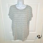 SO  Classic Comfy Favorite Crewneck Short Sleeve Tee Stripe Gray White M Photo 4