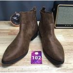 Arizona Jean Co Women's 11 Brown Suede Almond Toe Block Heel Ankle Booties Photo 0