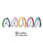 Boutique NEW Unisex White Ceramic Pave Diamond Sterling Silver Band Ring, Size 6 Photo 6