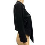 BCBGMAXAZRIA  Black Faux Suede Asymmetrical Cropped Eyelet Studded Zip Jacket S Photo 2