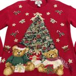 Tiara International VTG Christmas Tree Teddy Bears Beaded Grandma Sweater Small Photo 1