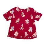 Madewell  Crimson Red Bird of Paradise Button Back Top Blouse L9189 Size XS Photo 2