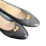 Salvatore Ferragamo  Boutique Navy Blue Heels Size 7.5 Gold Crest Low Heel‎ Pumps Photo 11
