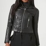 Forever 21 Women’s NWT Black Quilted Faux Leather Moto Jacket Size XS Photo 0