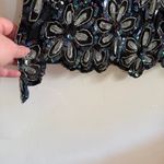 80s VINTAGE | Iridescent Black Sequined Beaded Floral V Neck Sheath Dress Large Photo 6