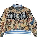 Smoke Rise Tapestry Cropped Botanic Jacket quilted Unique Statement Women Sz L Tan Size L Photo 9