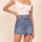 Reformation Jeans Cherry Denim Raw Hem Mini Skirt Button Fly Colorado Wash Sz 29 Photo 0