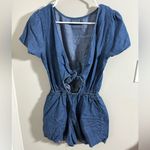 Abercrombie & Fitch Women's Medium Denim Romper Tie Front V Neck Photo 2