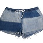 Aerie Womens M Denim Jean Patchwork Pull On Drawstring Cutoff Shorts Photo 1