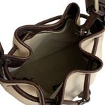 Dooney & Bourke Vintage  Leather Drawstring Bucket Bag in Bone color Brown Trim a Photo 6