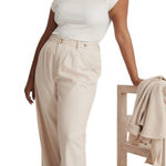 Madewell NWT Linen The Harlow Wide Leg Pants Light Tan High Rise Trousers 12 Photo 0