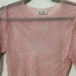 Free People NEW  Women's Pink Filter Finish Long Sleeve Metallic Mesh Size Small Photo 7