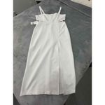 ZARA ‎ White Sleeveless Cut Out Sides Square Neck High Slit Midi Dress XL Photo 1
