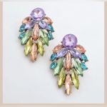 marquise mixed pageant, crystal multi color pastel rhinestone earrings New Pink Photo 4