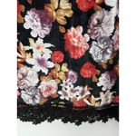 Calessa Dark Floral Velvet Bell Sleeve Tunic Top Women L Black Multicolor Boho Size L Photo 4