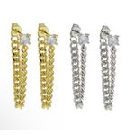 Boutique Solitaire Curb Chain Drop Earrings | Yellow Gold Filled Photo 12