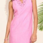 Talbots NWT Talbot’s Linen Eyelet Sleeveless Shift Dress Embroidered Scalloped Pink 12 Photo 0