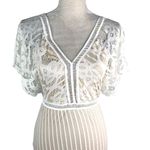 Boohoo Occasion Dress 6 White All Over Lace Bodycon Midi New Photo 4