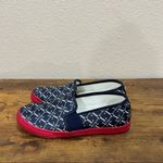 Ralph Lauren Lauren  Women Navy Blue Red Jinny Monogram  Sneaker Sz 8B Holiday Photo 2