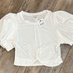 POL NWT dwb White twist Crop Top with Puff Sleeves Size M Photo 0