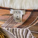 Cache  Orange Brown and White Cowl Neck Abstract Top With a Tie Up Side Bow Photo 2