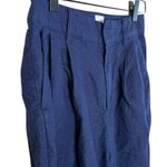 Gap Women’s Sz 2 High Rise Pleated LINEN Wide-Leg BOHO Trouser Navy Blue Pants Photo 3