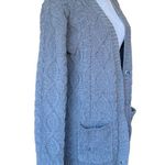 POL Chunky Cable Knit Cardigan Sweater Soft Plush Button Front Womens Small Gray Photo 4