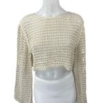 ZARA Women's Cream Long Flare Sleeve Open Knit Crochet Sweater Crop Top Size M Photo 0