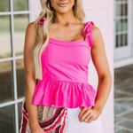 These Three Boutique Pink Peplum Top Photo 0