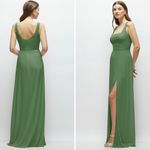 Thread Square Neck Chiffon Maxi‎ Dress With Circle Skirt Size 10 Green Photo 13