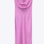 ZARA SATIN LINGERIE STYLE DRESS bloggers favorite cowl neck midi dress sz M Photo 2