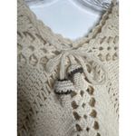 American Vintage Vintage 1970s Handmade Crochet Poncho with Mushroom Tassel Ties & Fringe S-M Photo 3