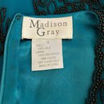Madison Gray Blouse 8 Beaded Silk Teal Black Long Sheer Sleeve‎ Top Green Photo 10