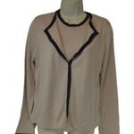 August Silk | Beige Cardigan w Black Trim & Cami Photo 2