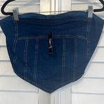 La Armario Denim‎ Strapless Crop Top Size Large Blue Photo 0