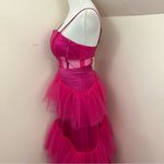 Fuchsia Pink Tulle Evening/ Prom Gown Corset Style Sheer S Pink Photo 1
