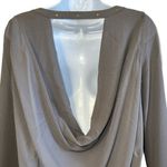Naked Zebra  Ash Gray Gold Studded‎ Neck Draped Open Back L/S Top NWOT S Photo 5