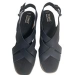Toms Gracie Black Leather Wedge Strappy Open Toe Sandals 7.5 Photo 2